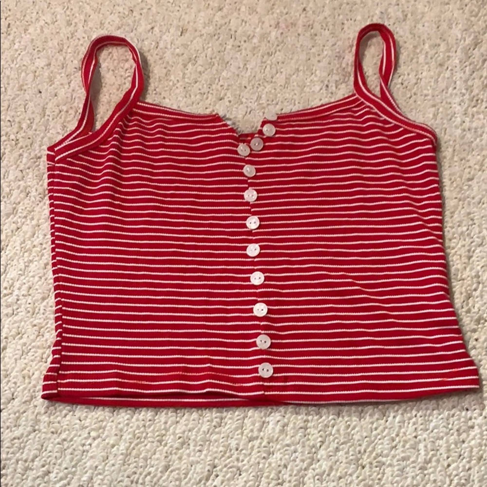 Red and white striped tank top